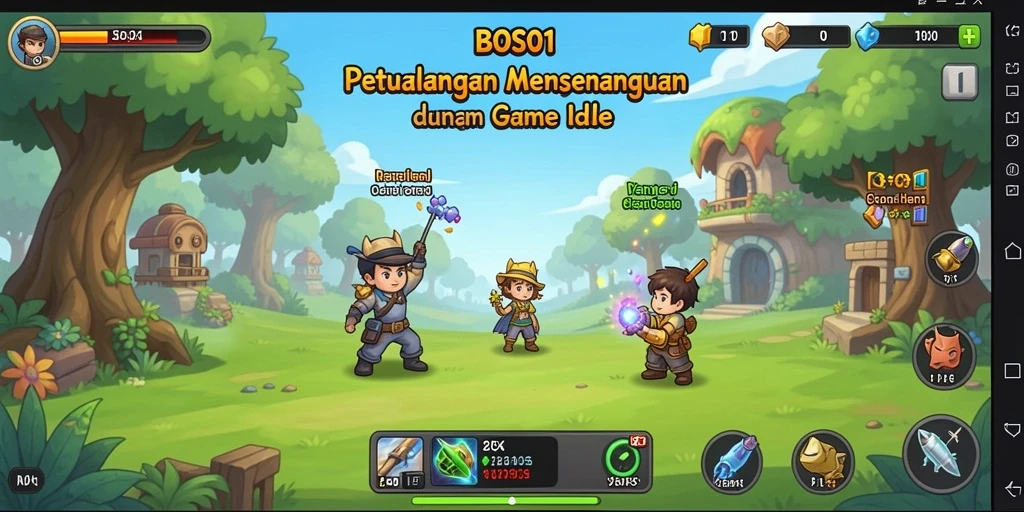 Gameplay BOS01 yang menarik dengan elemen Idle yang seru.