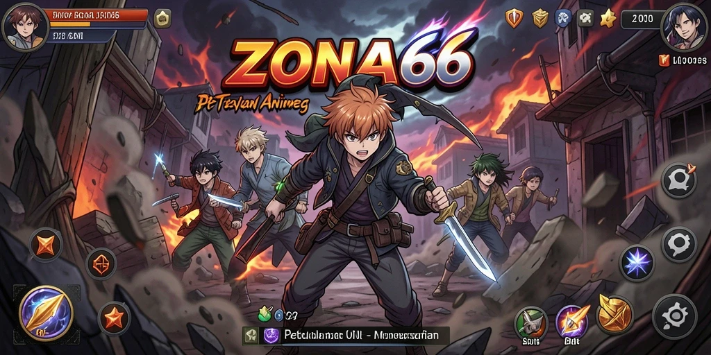 Gameplay ZONA66 yang menarik dengan karakter Anime yang berwarna.