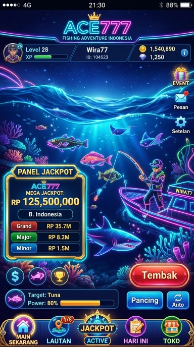 Screenshot aplikasi ace777 menampilkan antarmuka yang modern dan intuitif.